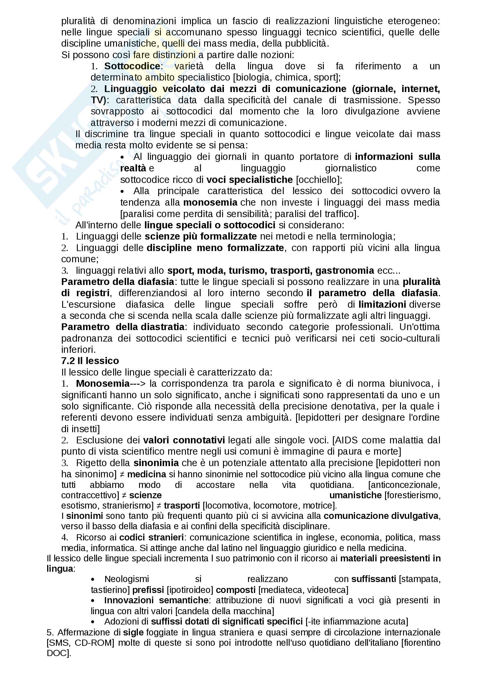 Riassunto esame linguistica italiana, prof. Dell'Anna, libro consigliato Elementi di linguistica italiana, Bonomi Pag. 11