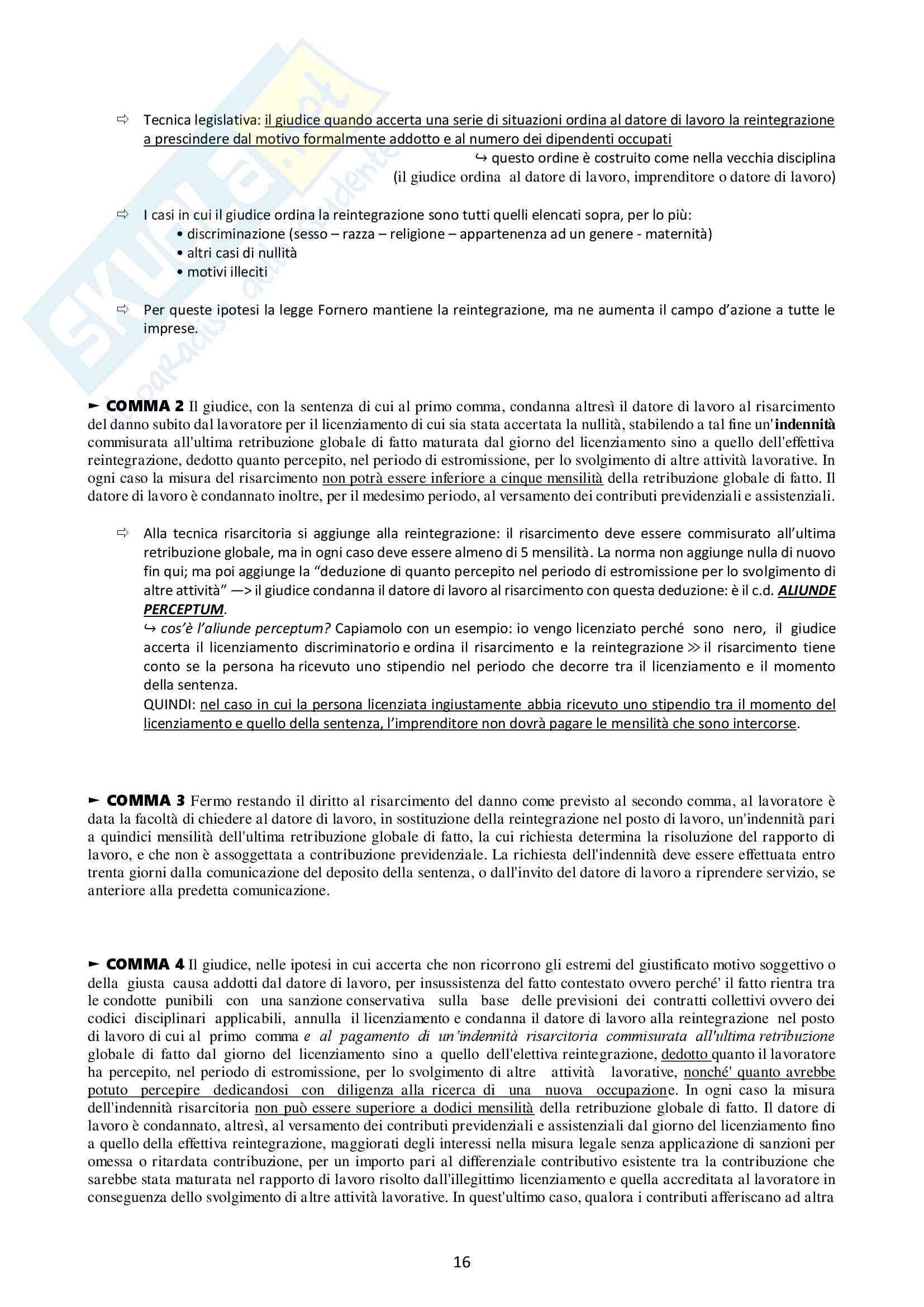 Diritto del lavoro: Licenziamento Pag. 16