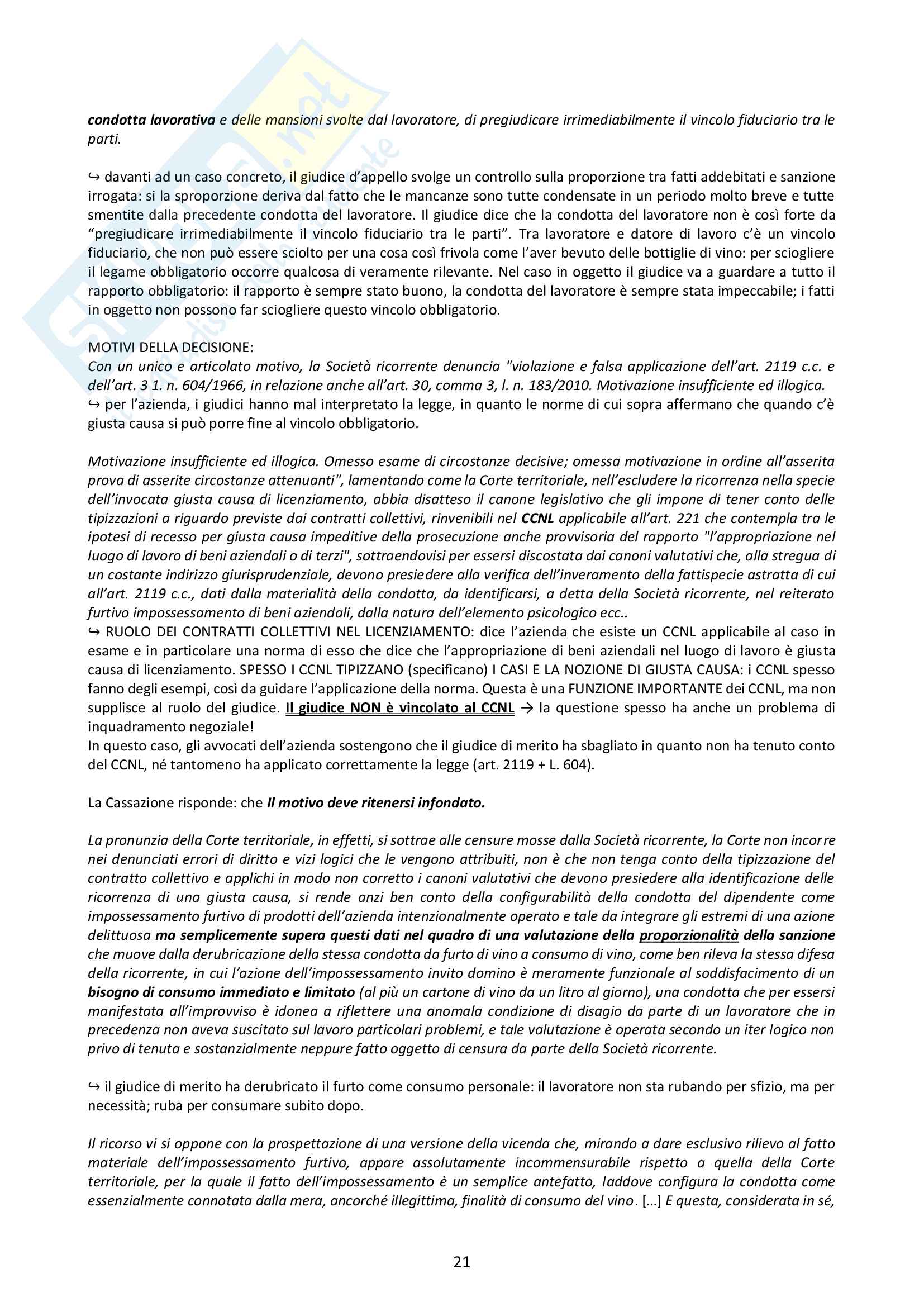 Diritto del lavoro: Licenziamento Pag. 21
