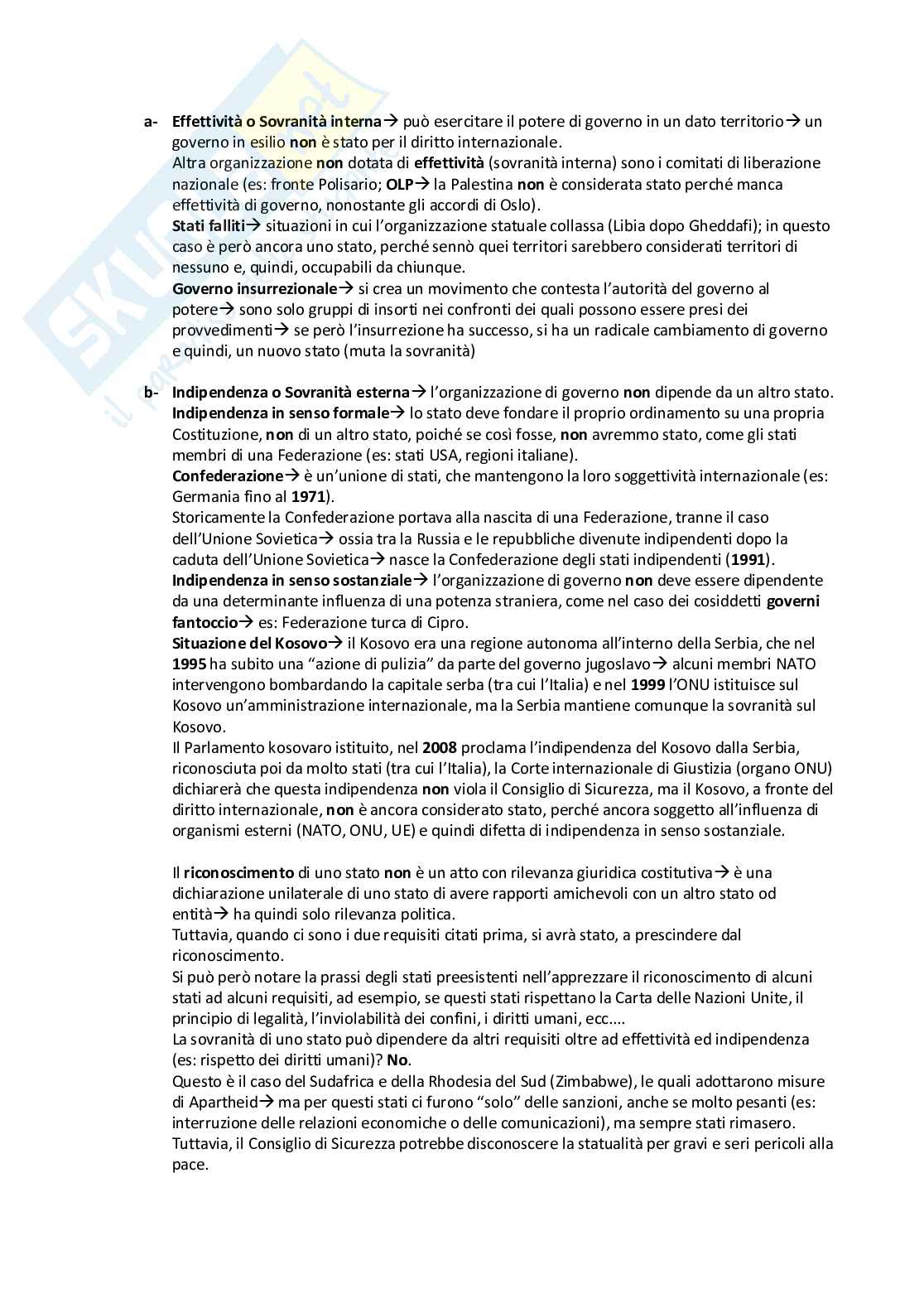 Appunti presi a lezione per l'esame di Diritto internazionale, basati sul manuale Diritto internazionale - XII edizione, Benedetto Conforti e Massimo Iovane Pag. 2