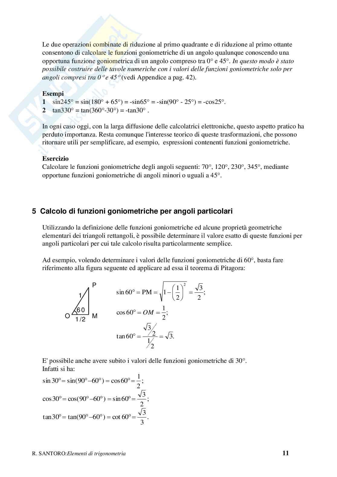 Elementi di trigonometria Pag. 11