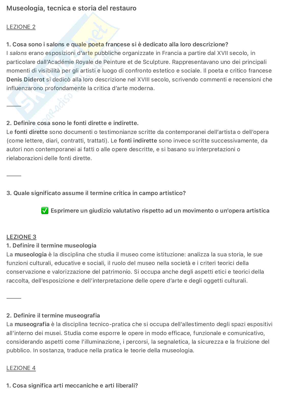 Museologia e tecnica del restauro Pag. 1