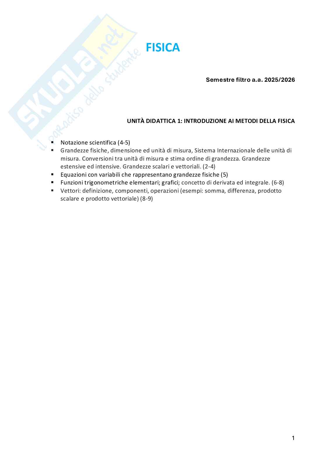 Fisica medica – completo Semestre filtro Medicina Pag. 1