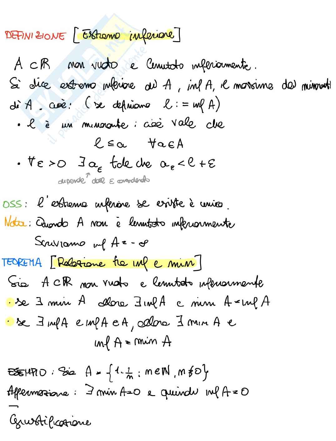 Appunti Analisi matematica I - prima parte Pag. 1