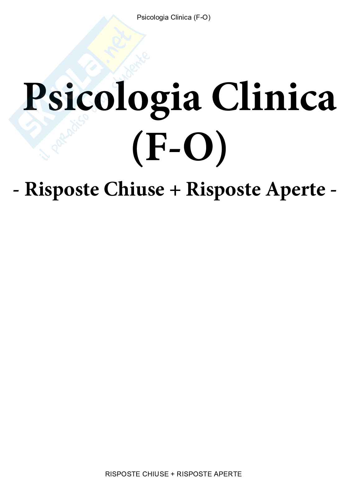 Psicologia Clinica, FO – Paniere compilato Pag. 1
