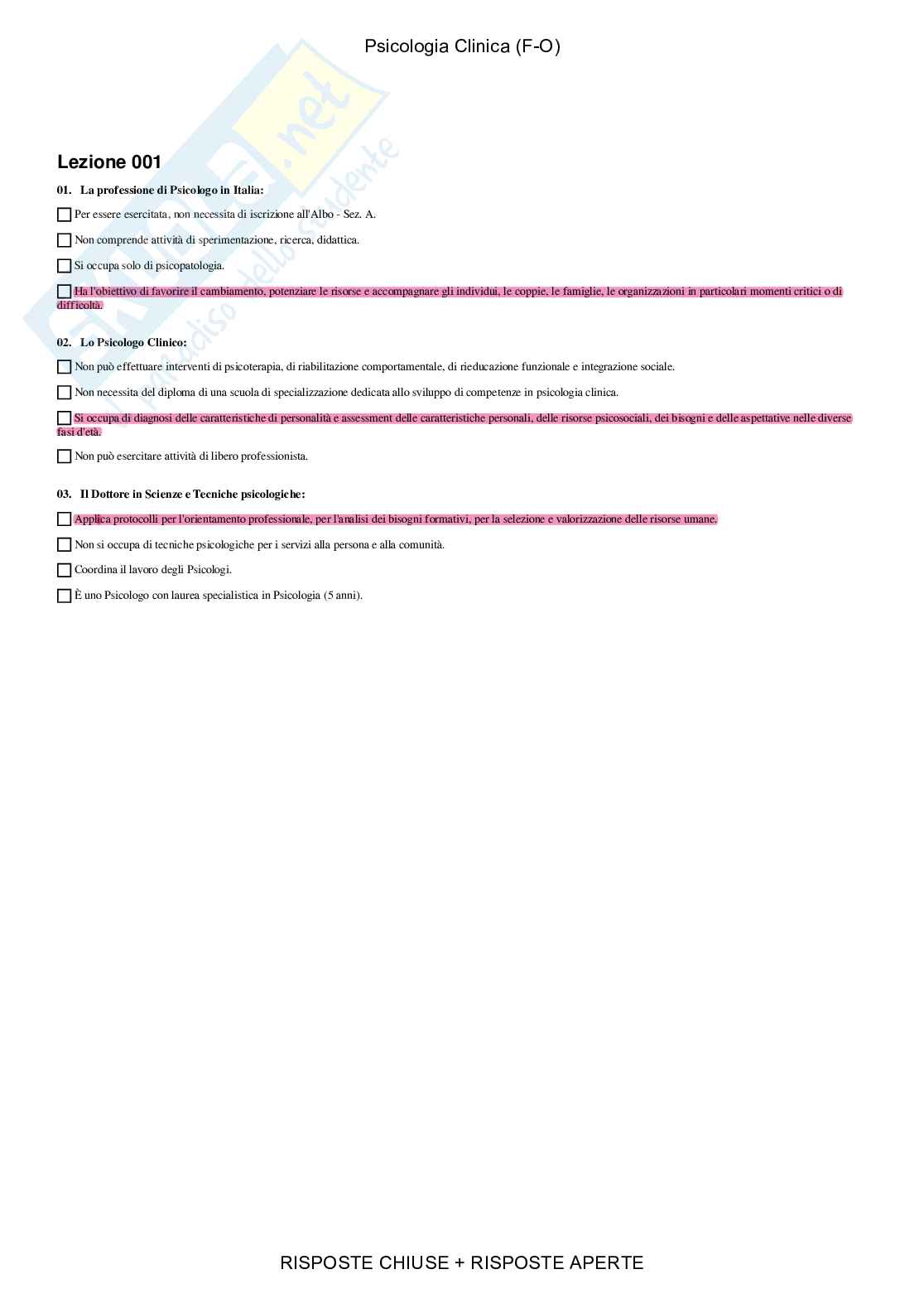 Psicologia Clinica, FO – Paniere compilato Pag. 2