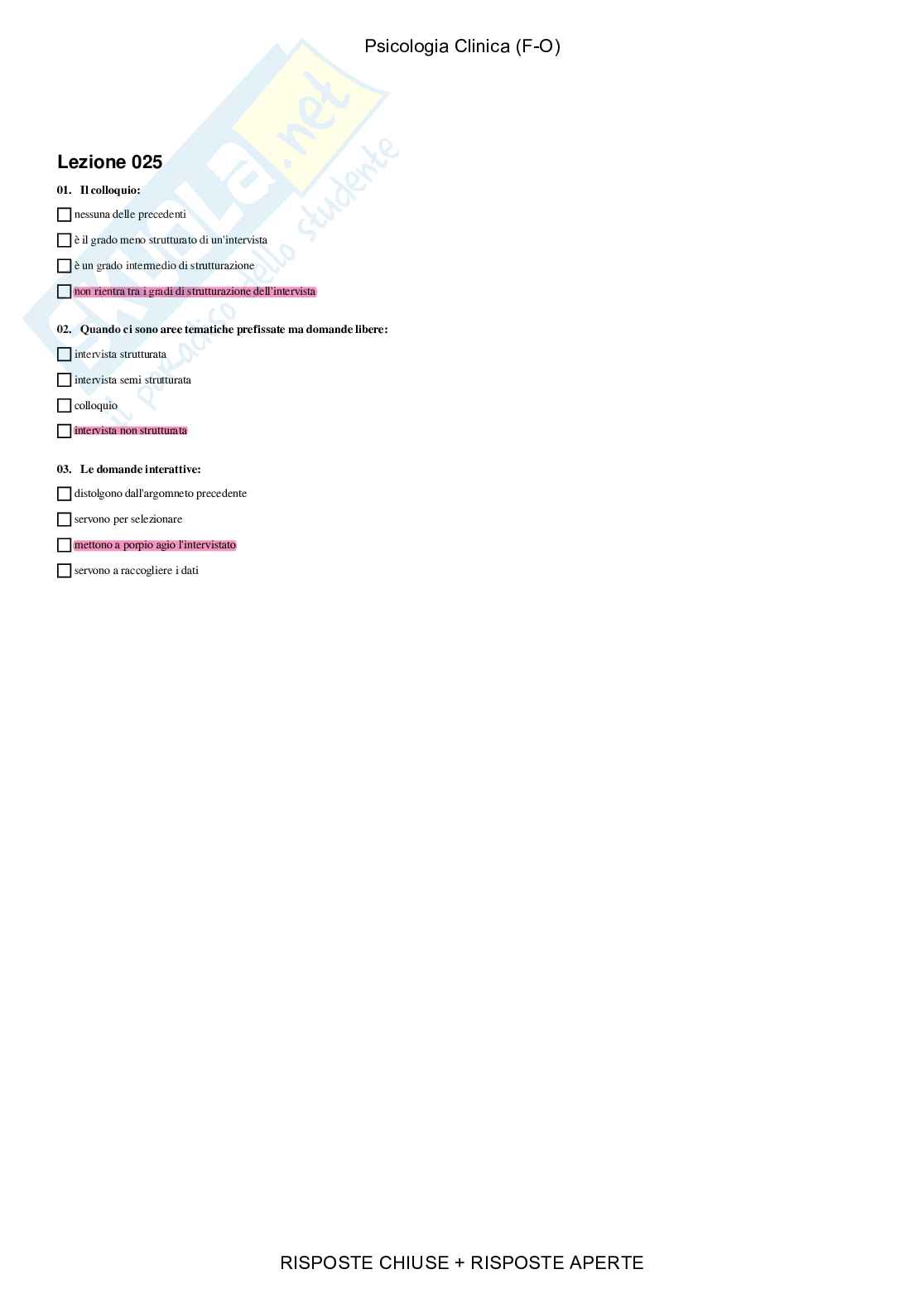 Psicologia Clinica, FO – Paniere compilato Pag. 26