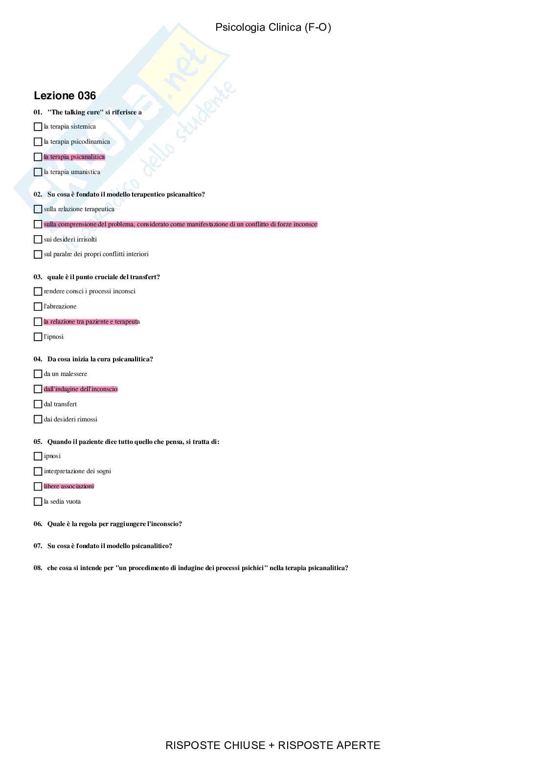 Psicologia Clinica, FO – Paniere compilato Pag. 36