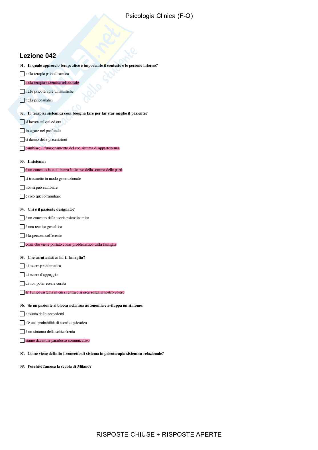 Psicologia Clinica, FO – Paniere compilato Pag. 41