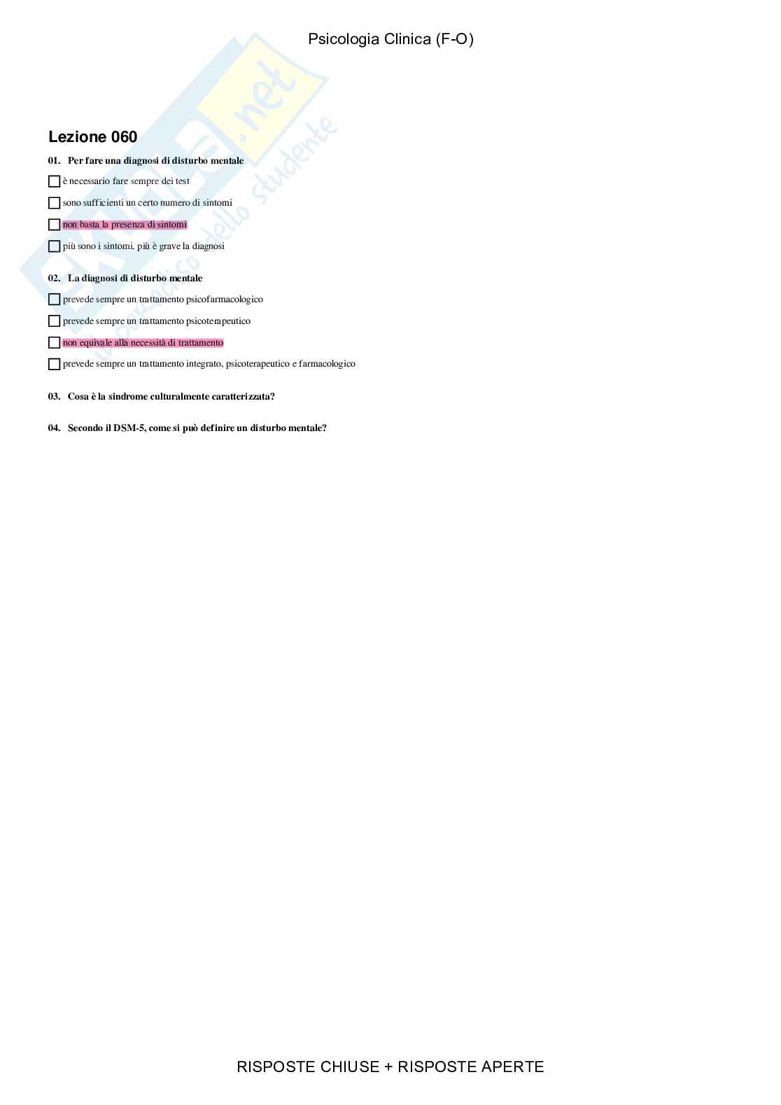 Psicologia Clinica, FO – Paniere compilato Pag. 56