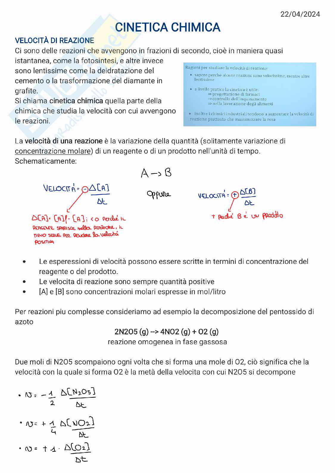 Cinetica chimica Pag. 1