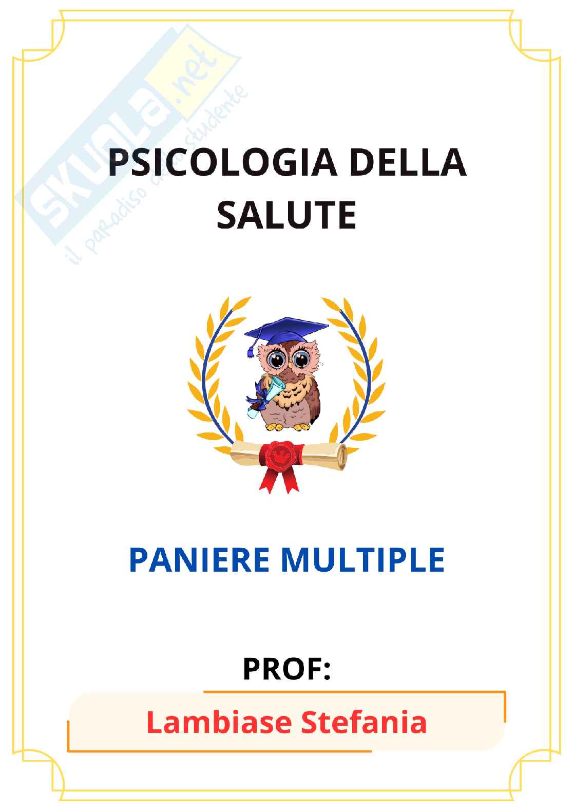 Paniere di Psicologia della salute (2026) - Risposte multiple corrette Pag. 1