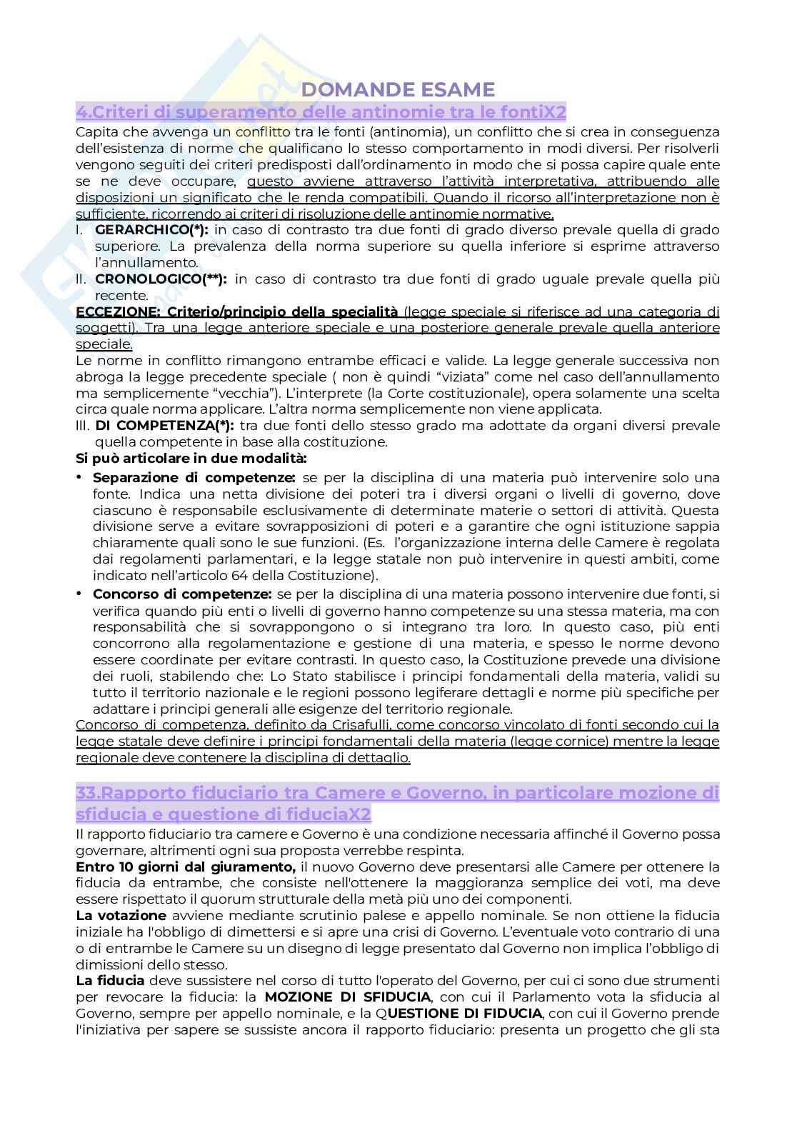 Domande ripasso Istituzioni di diritto pubblico Pag. 1