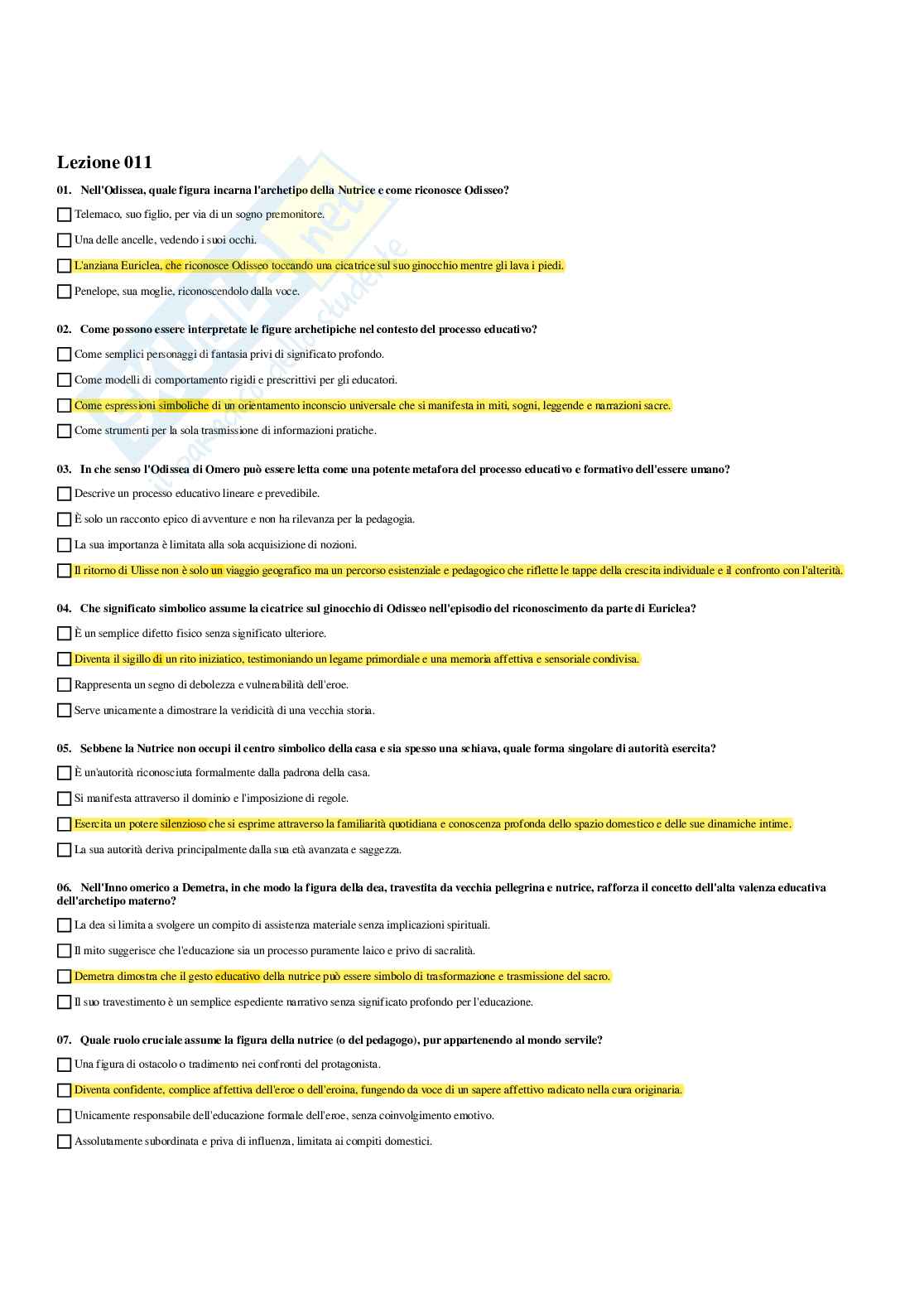 Paniere Pedagogia generale (2026) - Risposte multiple corrette Pag. 21