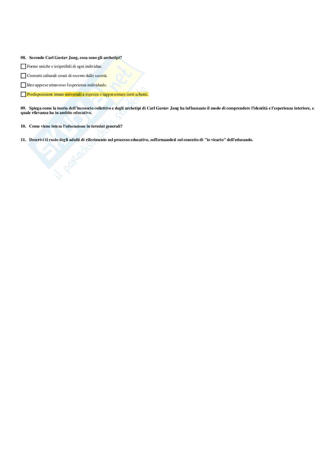 Paniere Pedagogia generale (2026) - Risposte multiple corrette Pag. 26