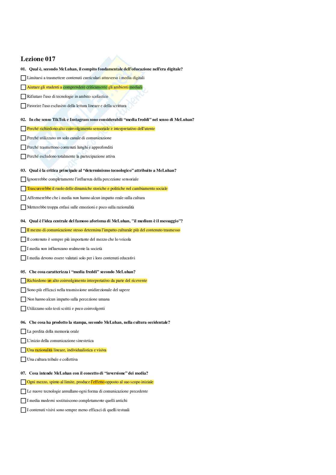 Paniere Pedagogia generale (2026) - Risposte multiple corrette Pag. 31