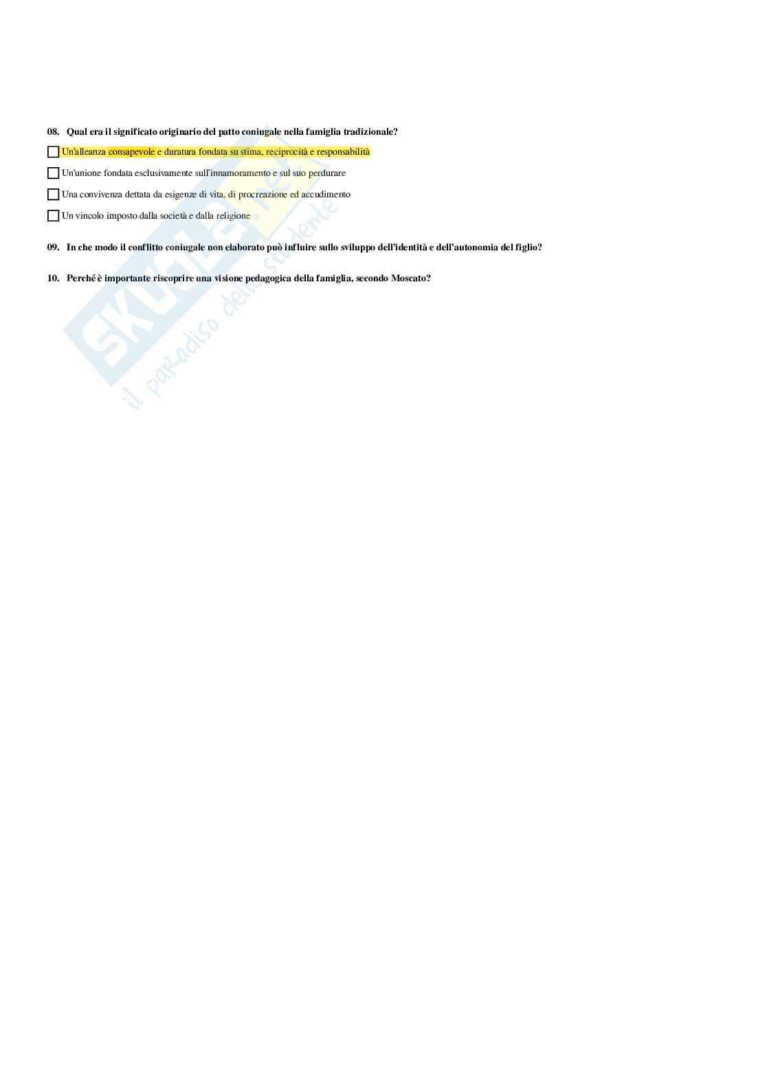 Paniere Pedagogia generale (2026) - Risposte multiple corrette Pag. 61