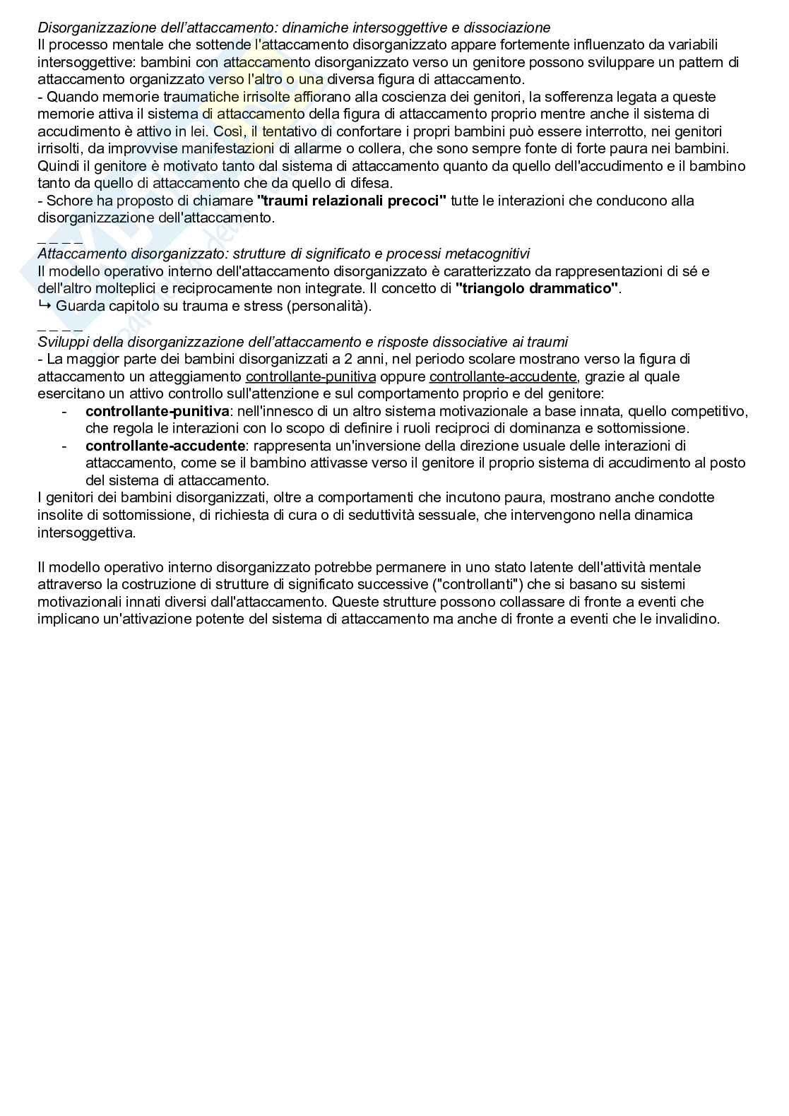 Riassunto esame Psicologia dinamica, Prof. Terrone Grazia, libro consigliato Trauma e psicopatologia, Caretti, Craparo  Pag. 11