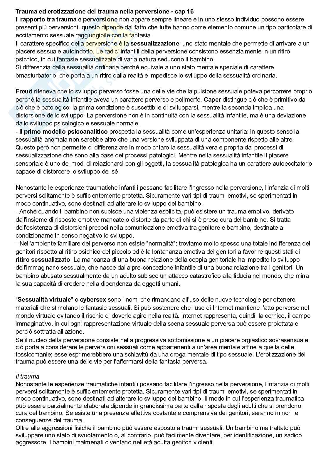 Riassunto esame Psicologia dinamica, Prof. Terrone Grazia, libro consigliato Trauma e psicopatologia, Caretti, Craparo  Pag. 16