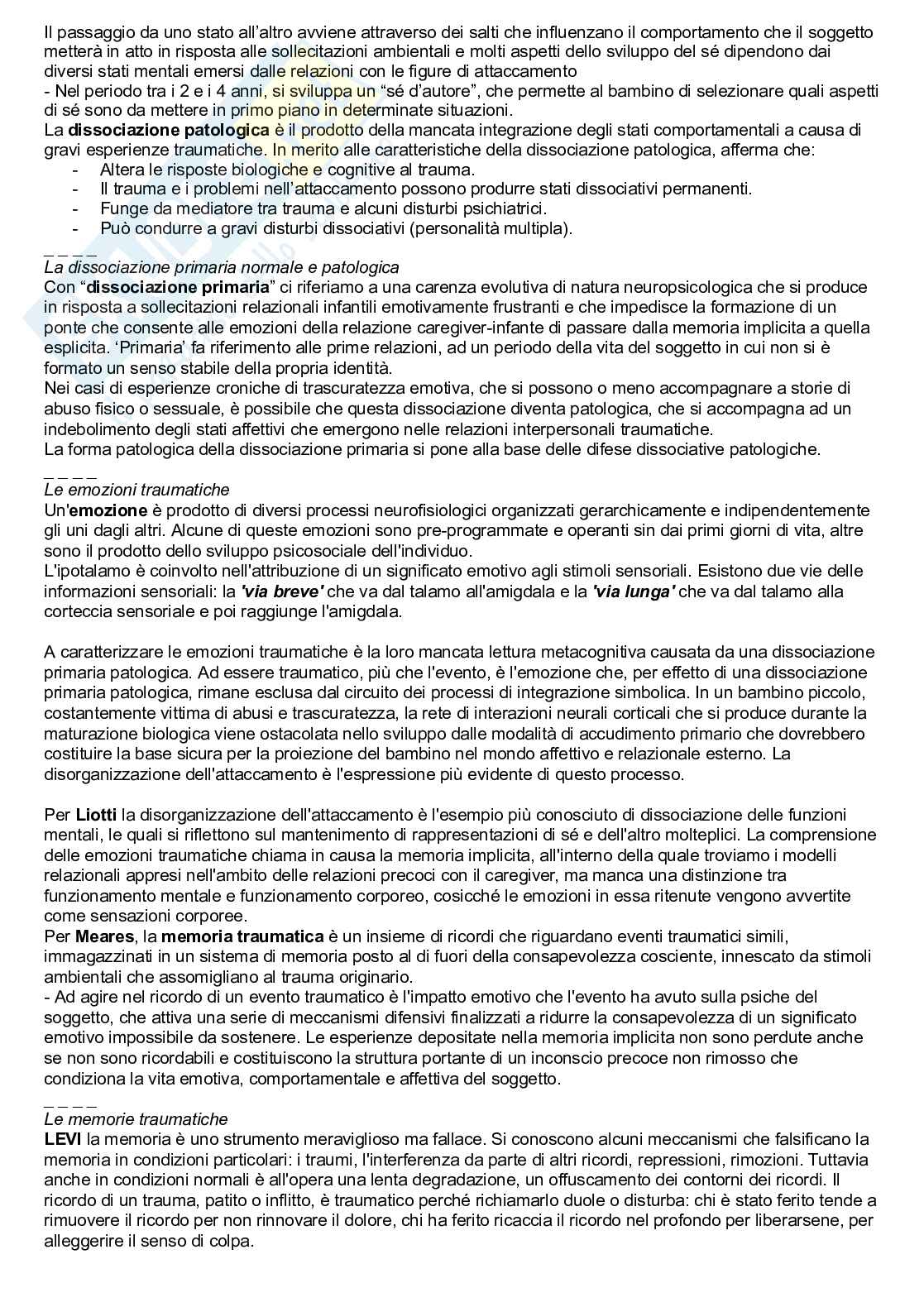 Riassunto esame Psicologia dinamica, Prof. Terrone Grazia, libro consigliato Trauma e psicopatologia, Caretti, Craparo  Pag. 2