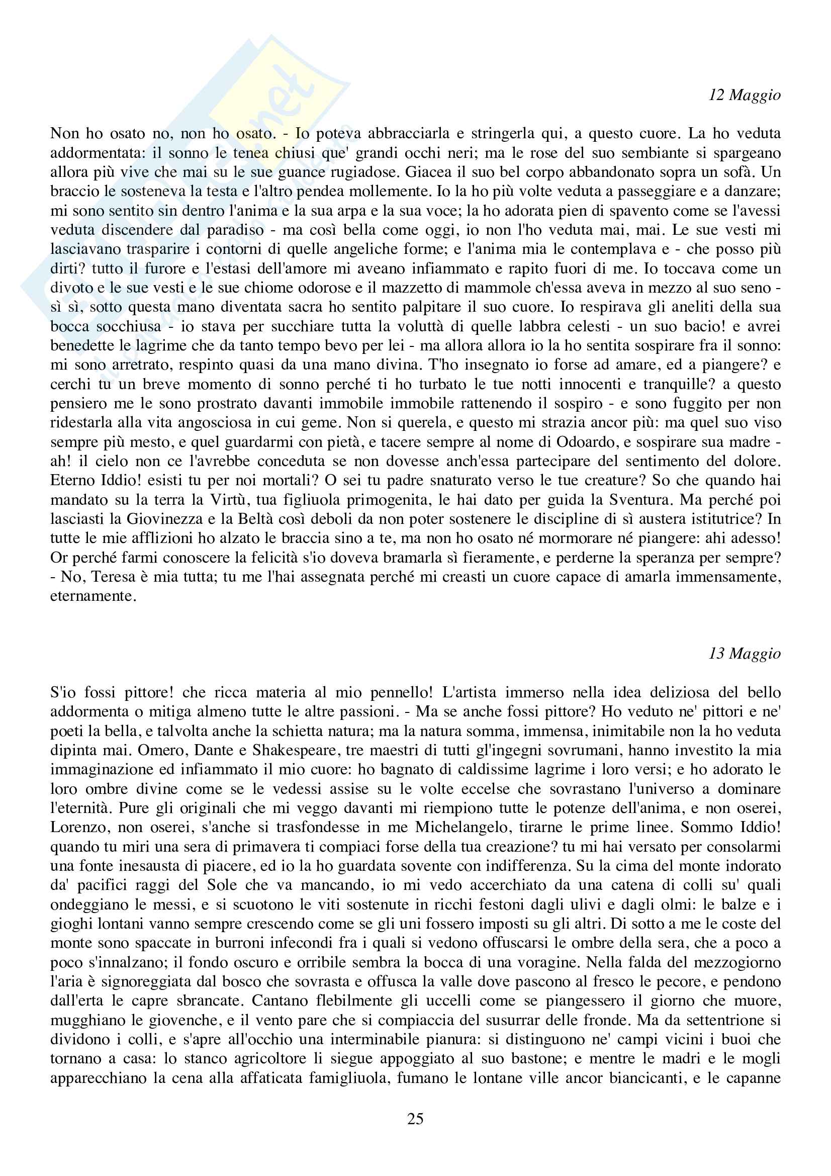 Analisi + commento + parafrasi - "Ultime Lettere di Jacopo Ortis" - Ugo Foscolo Pag. 26