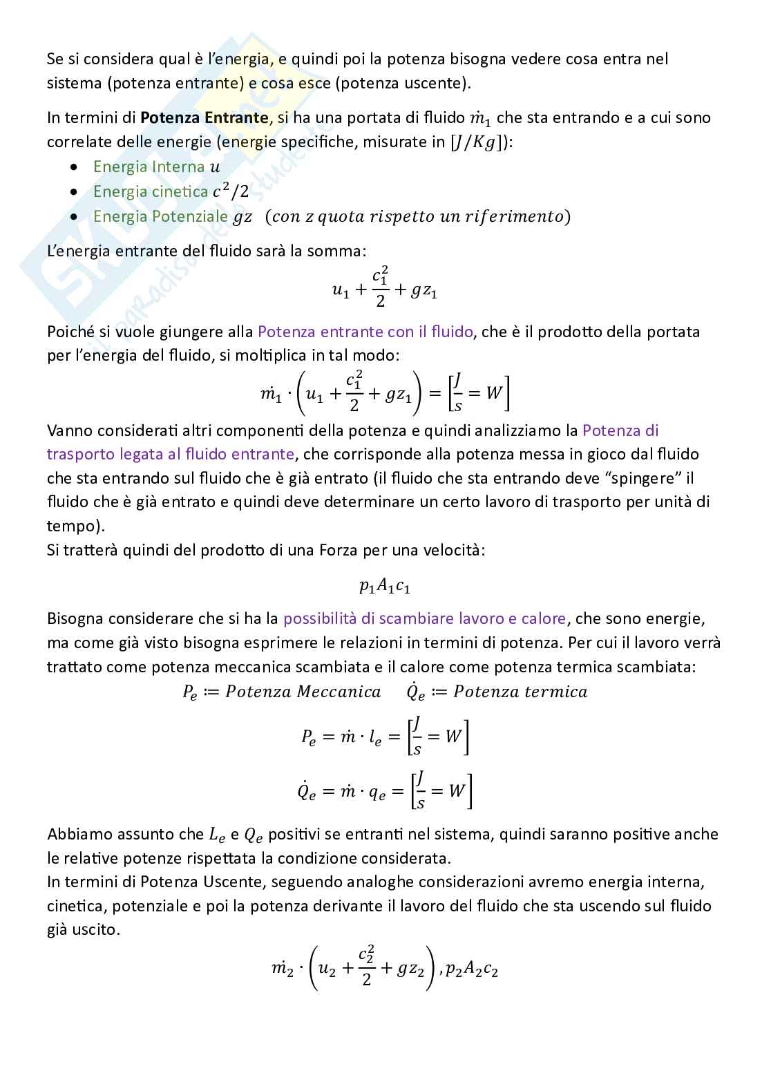 Sistemi energetici, parte 2 - Principio di conservazione dell'energia, Equazione di Bernoulli ed Equazione di Eulero Pag. 6