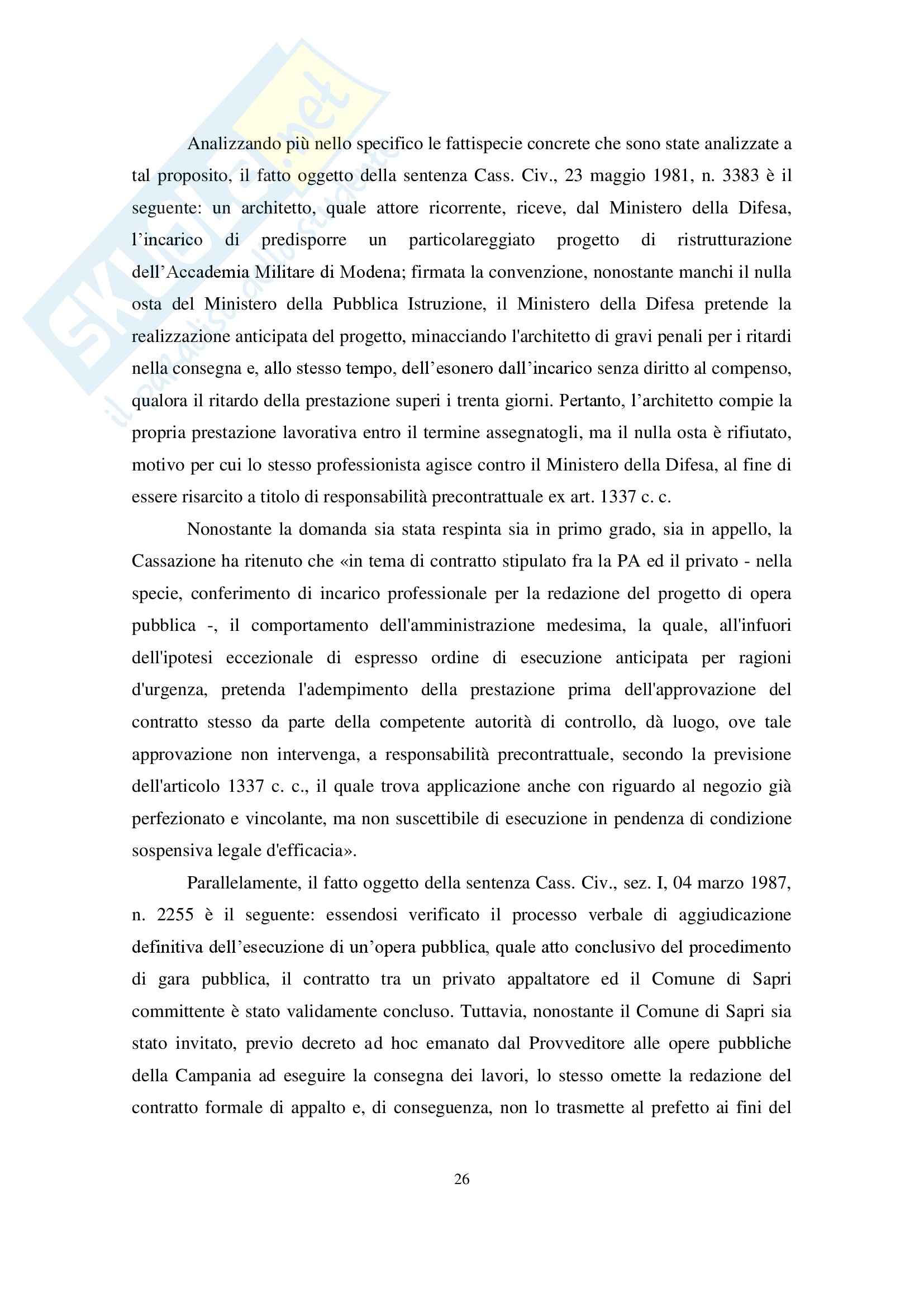 Diritto Civile - configurabilità della responsabilità precontrattuale in presenza di un contratto validamente concluso Pag. 26