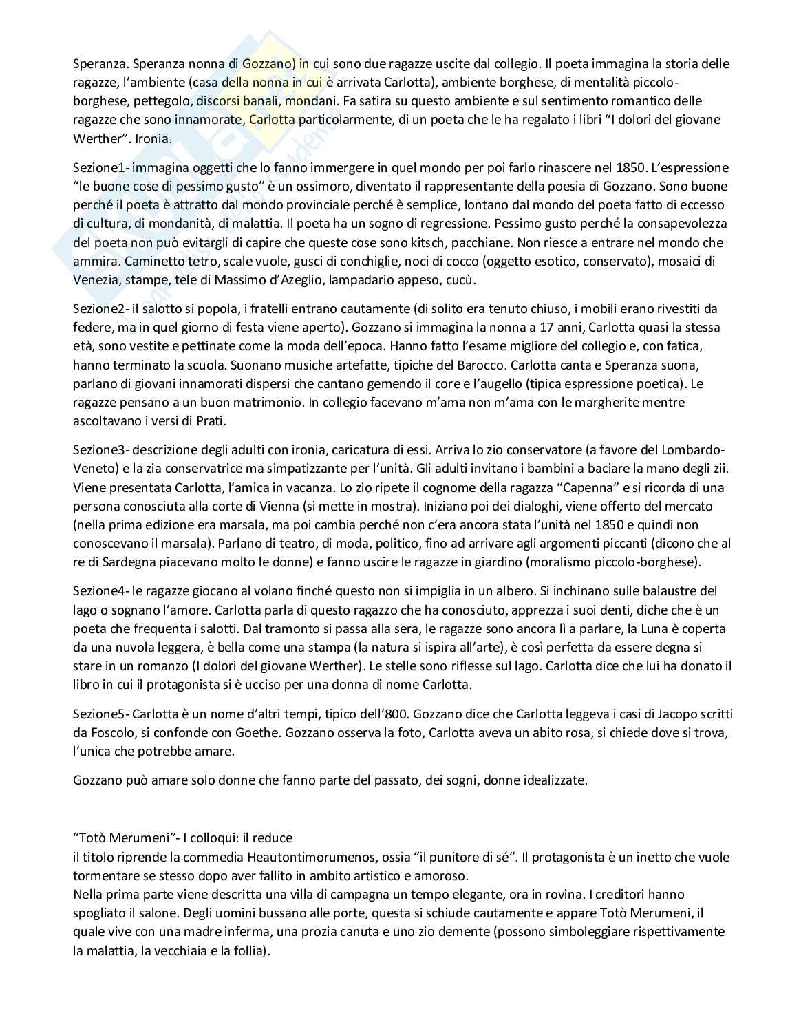 Cultura italiana contemporanea - Guido Gozzano e le sue opere Pag. 6