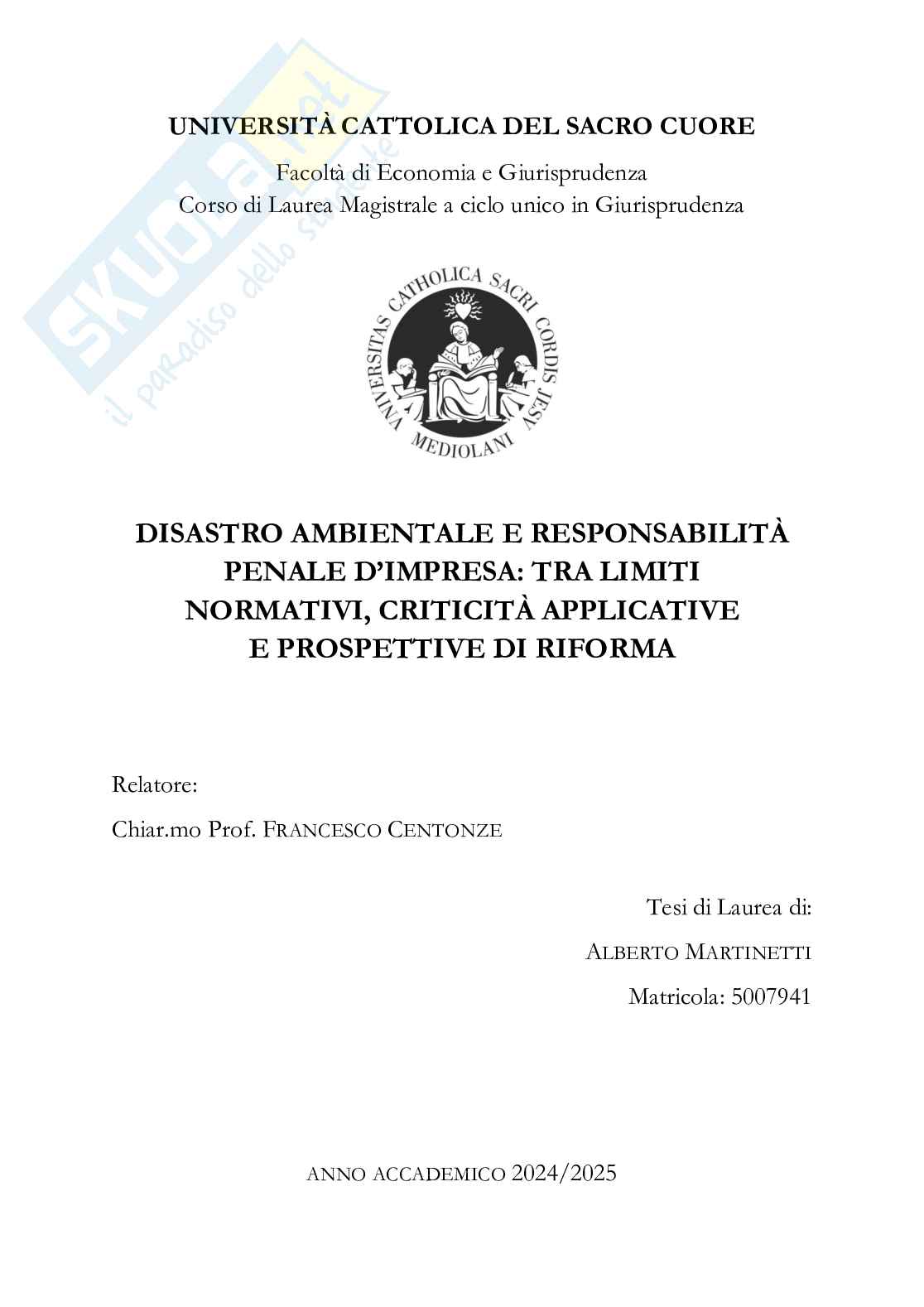 Disastro ambientale e responsabilità penale d'impresa: tra limiti normativi, criticità applicative e prospettive di riforma Pag. 1