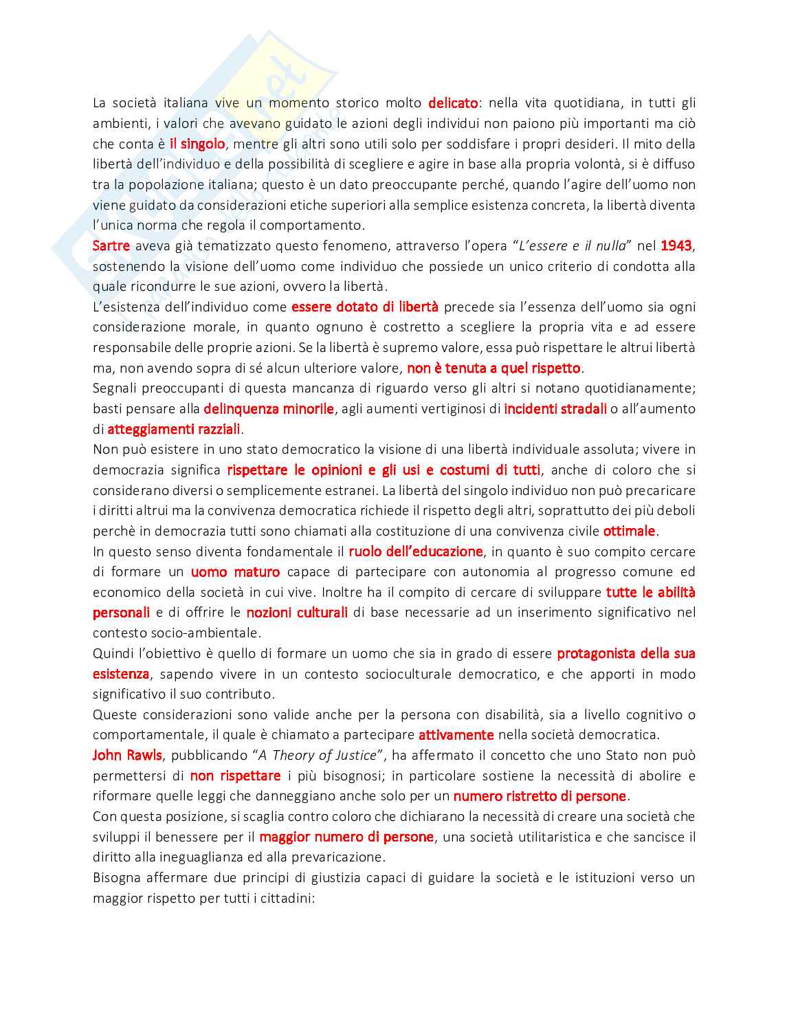 Elementi di didattica e pedagogia speciale (solo seconda parte D'alonzo) Pag. 21
