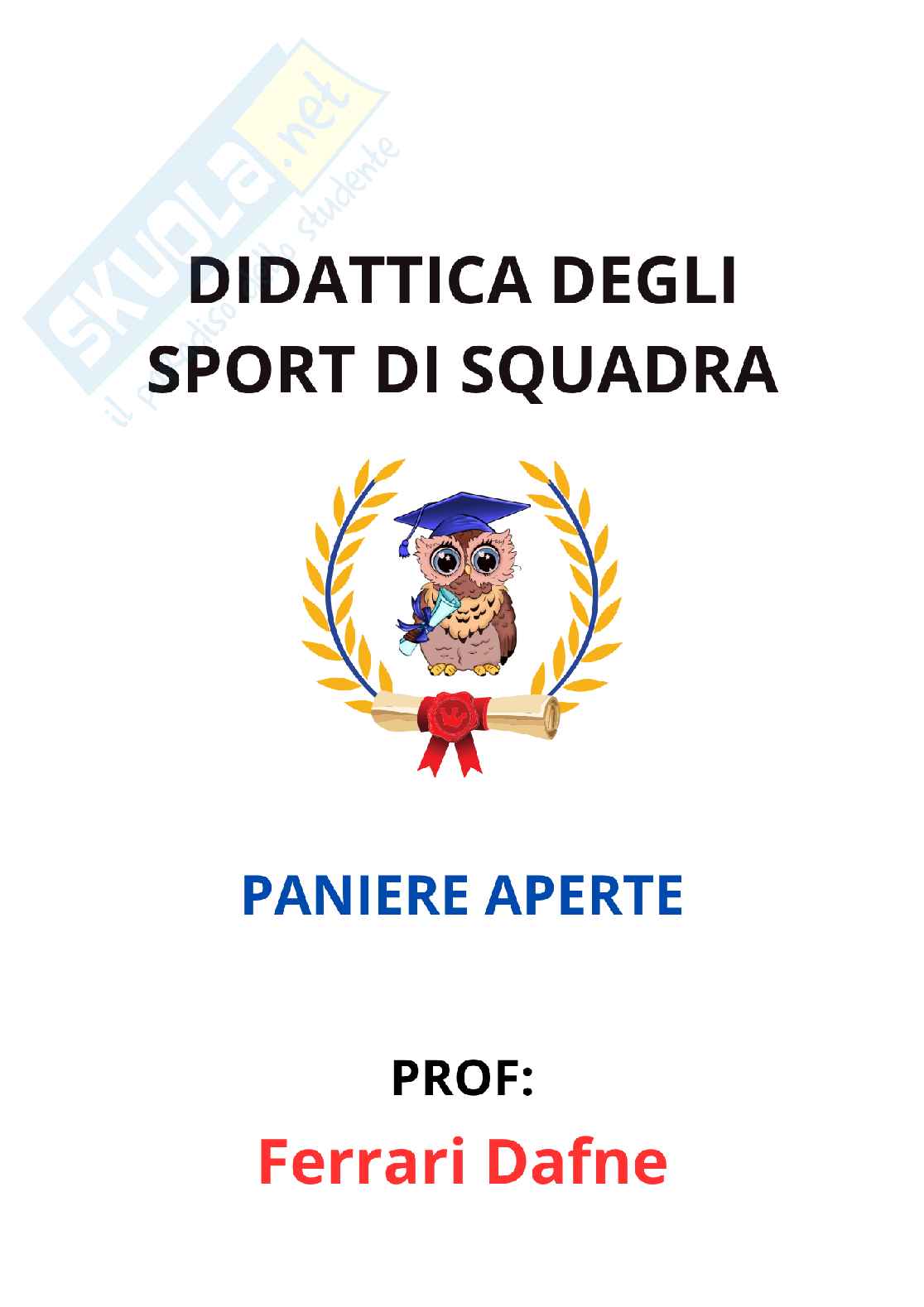 Paniere Didattica degli sport di squadra (2026) - Risposte aperte corrette  Pag. 1