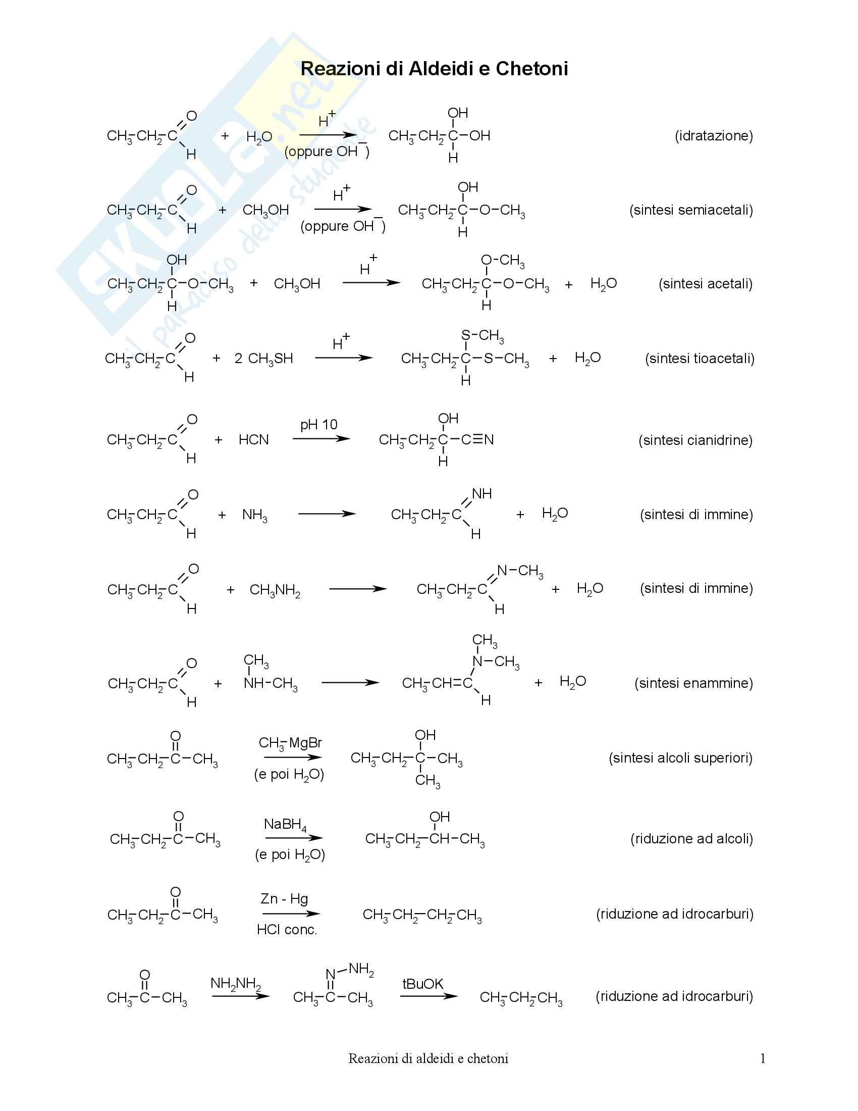 Reazioni Chimica Organica Schema Riassuntivo Pdf