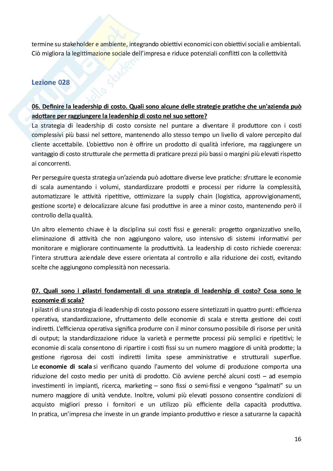 Economia e gestione delle imprese  – Paniere risposte aperte completo (72) – A.A. 2025/2026 Pag. 16