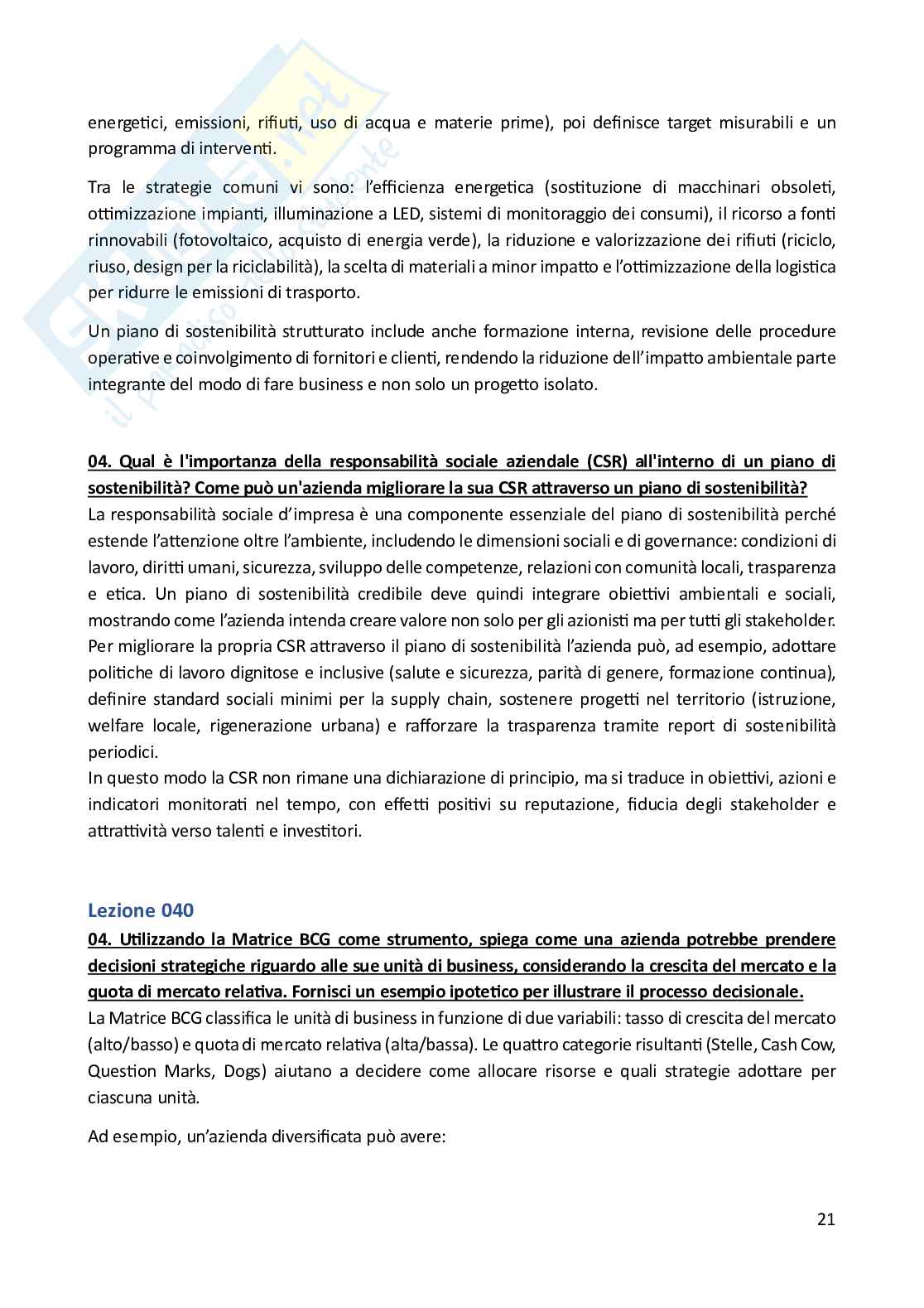 Economia e gestione delle imprese  – Paniere risposte aperte completo (72) – A.A. 2025/2026 Pag. 21