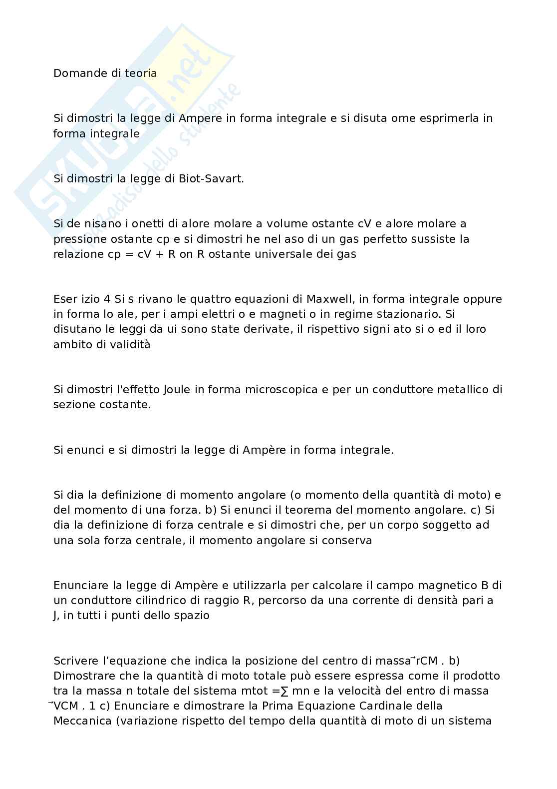 Domande di teoria per l'esame di Fondamenti di fisica sperimentale Pag. 1