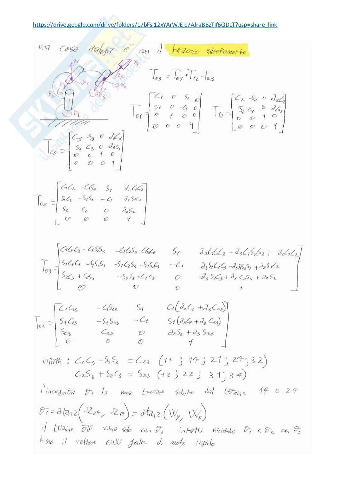 Risposte domande d'esame Meccanica dei robot Pag. 46