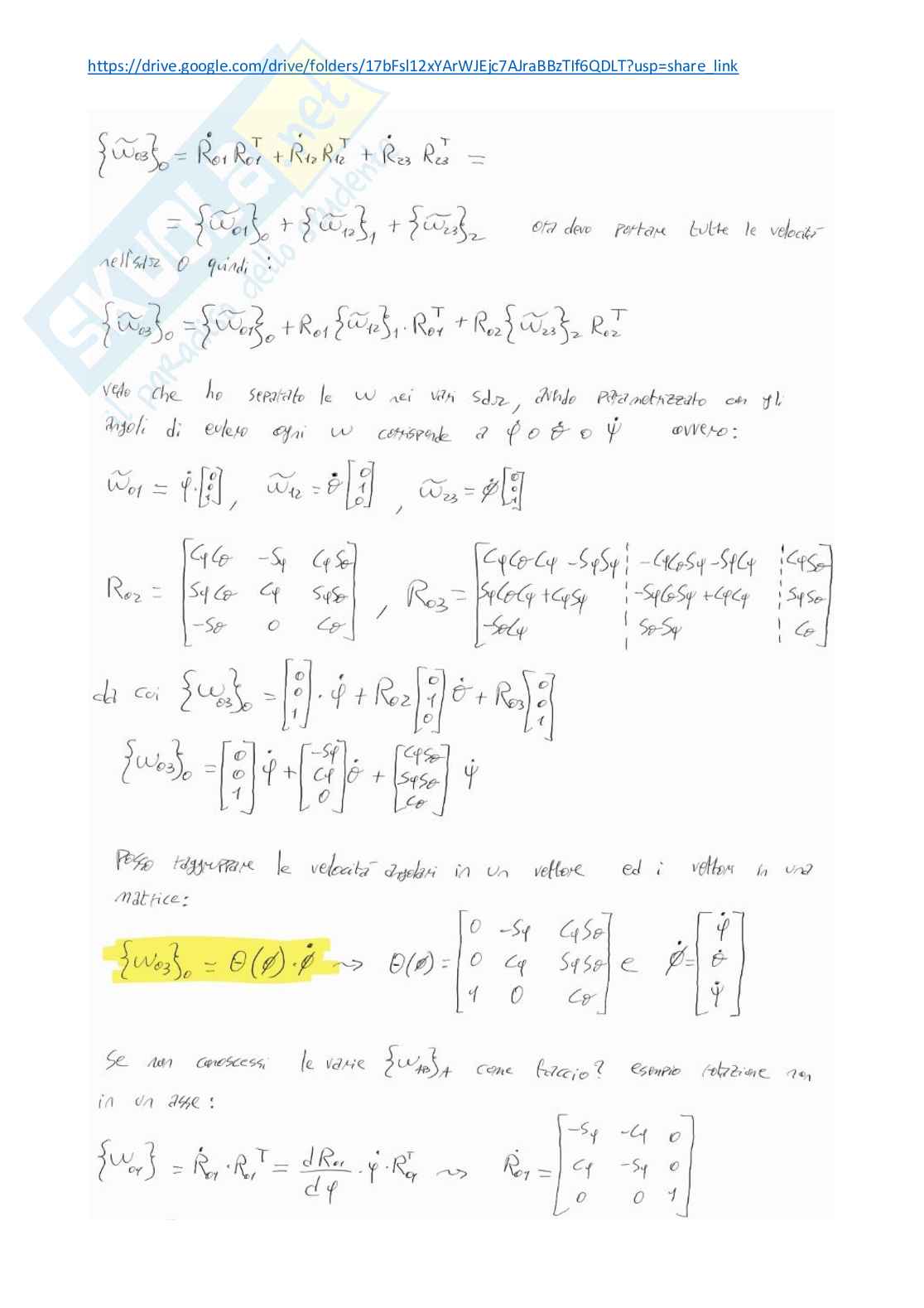 Risposte domande d'esame Meccanica dei robot Pag. 71