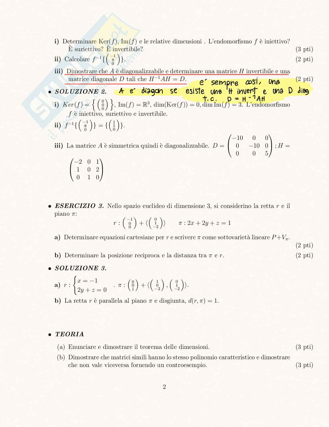 Esami svolti Fondamenti di algebra lineare e geometria Pag. 11