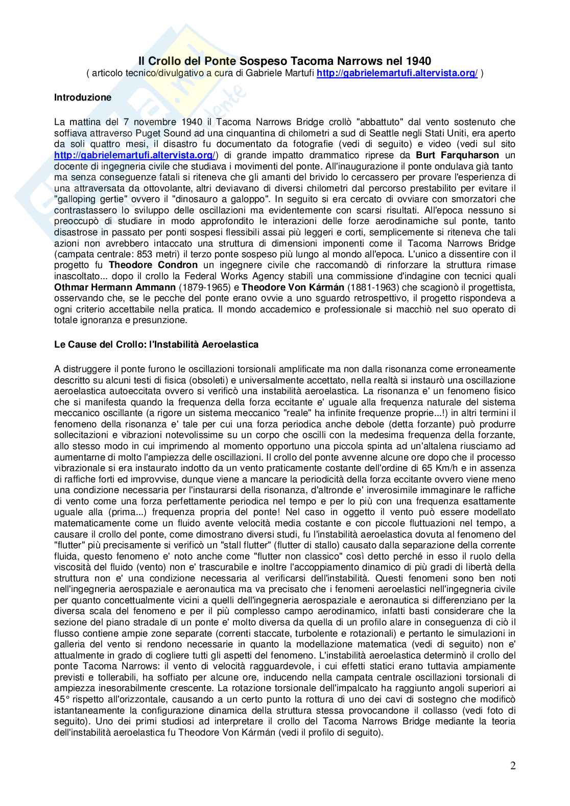 Crollo ponte sospeso Tacoma: analisi della tragedia e lezioni apprese Pag. 2