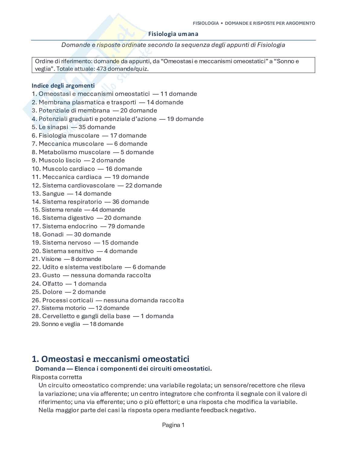 Domande aperte esame Fisiologia umana Pag. 1