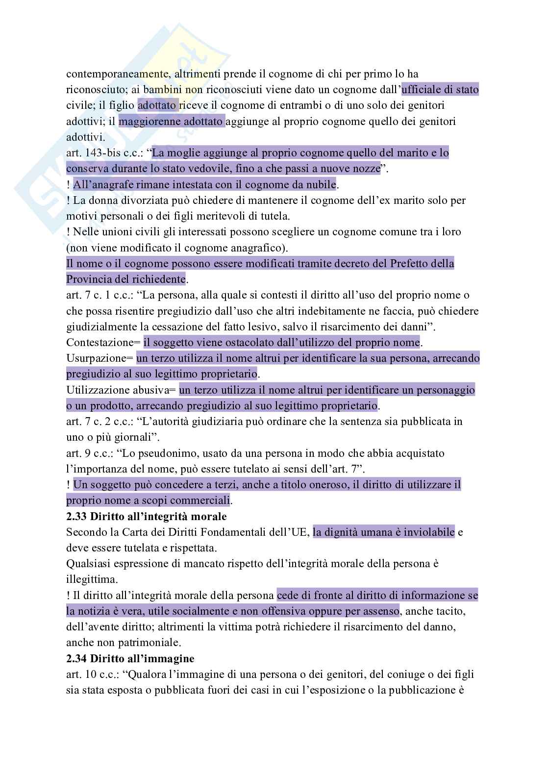 Riassunto esame Diritto privato, Prof. Di Lorenzo Giovanni, libro consigliato Manuale di diritto privato, Torrente, Schlesinger Pag. 36