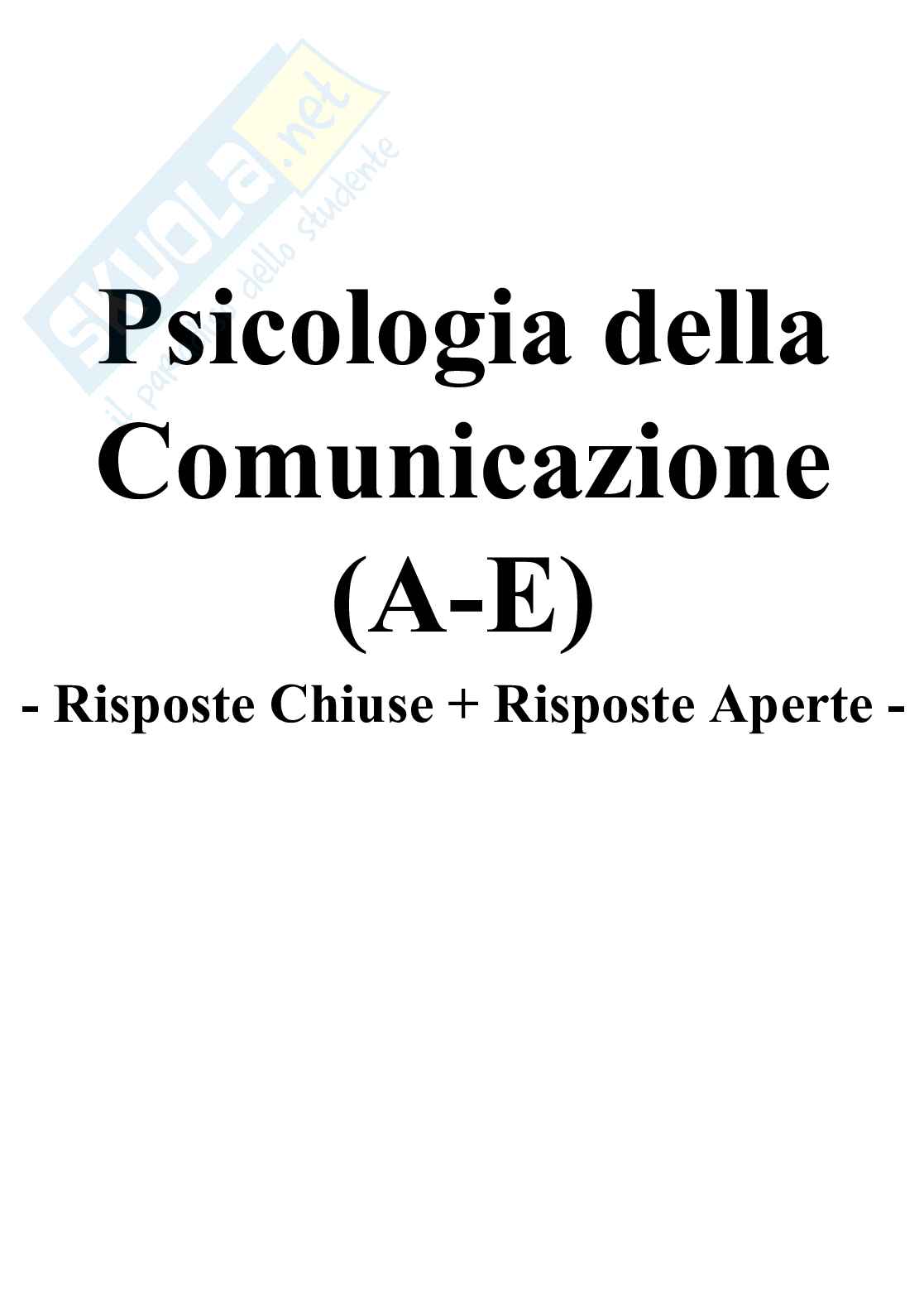 Psicologia della Comunicazione - Paniere compilato Pag. 1