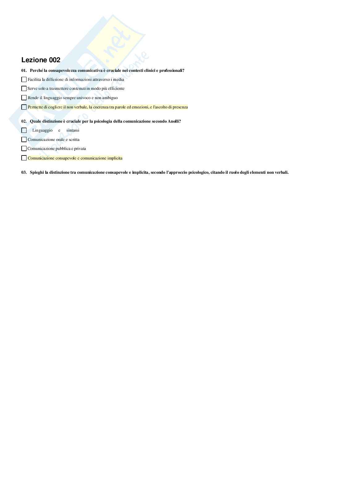 Psicologia della Comunicazione - Paniere compilato Pag. 2