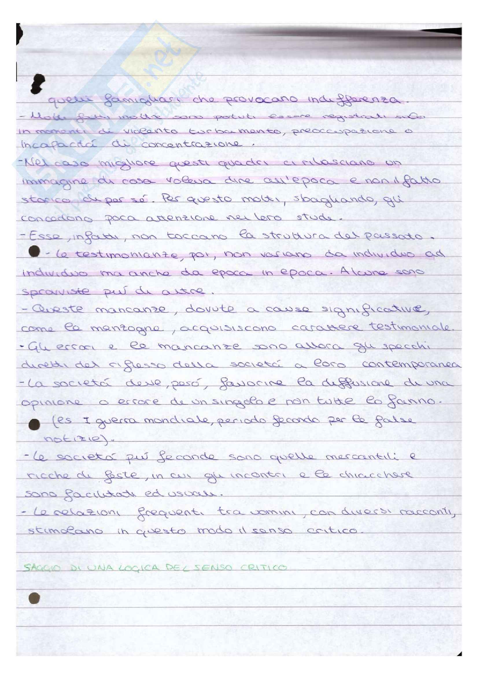 Riassunto esame Storia contemporanea, prof Maida, libro consigliato Apologia della storia Pag. 26