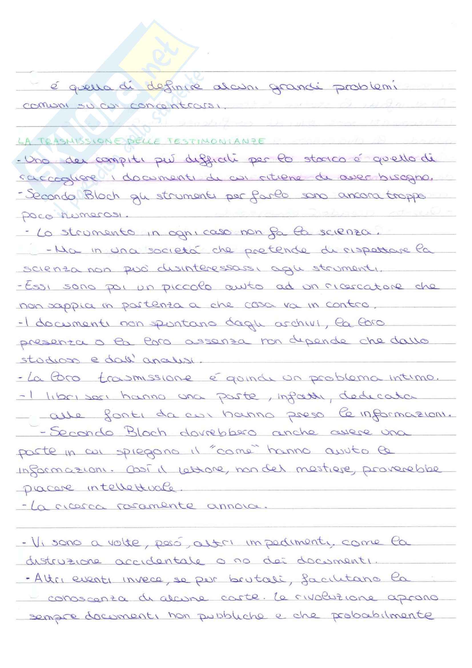 Riassunto esame Storia contemporanea, prof Maida, libro consigliato Apologia della storia Pag. 31
