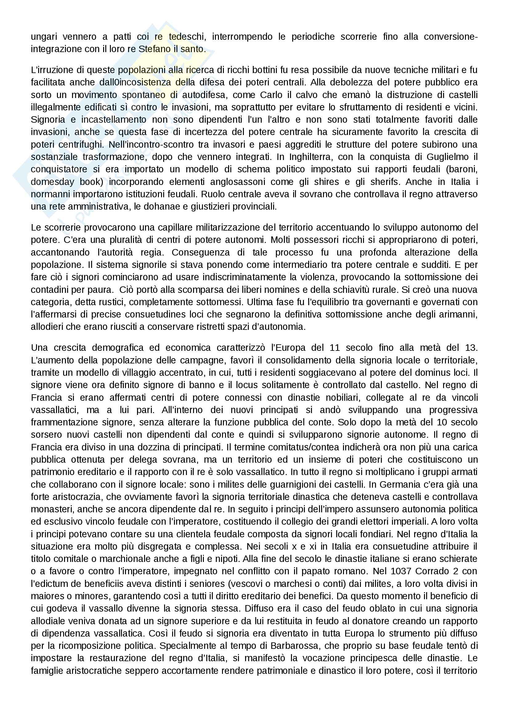 Riassunto esame Storia medievale, prof. Sergi, libro consigliato Dieci secoli di medioevo, Sergi Pag. 11