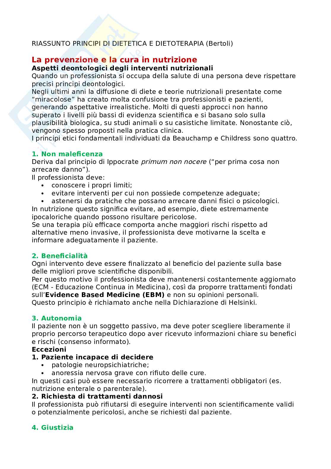Appunti Principi di dietetica e dietoterapia Pag. 1