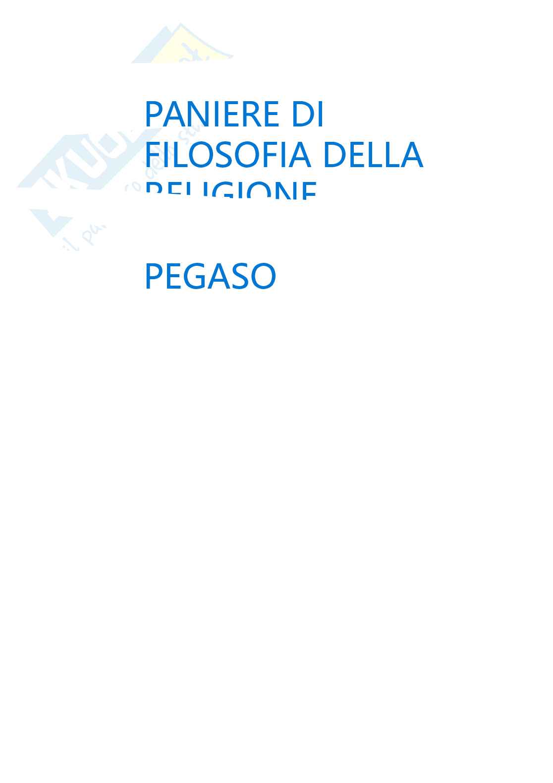 Paniere di Filosofia della religione, 2026 Pag. 1