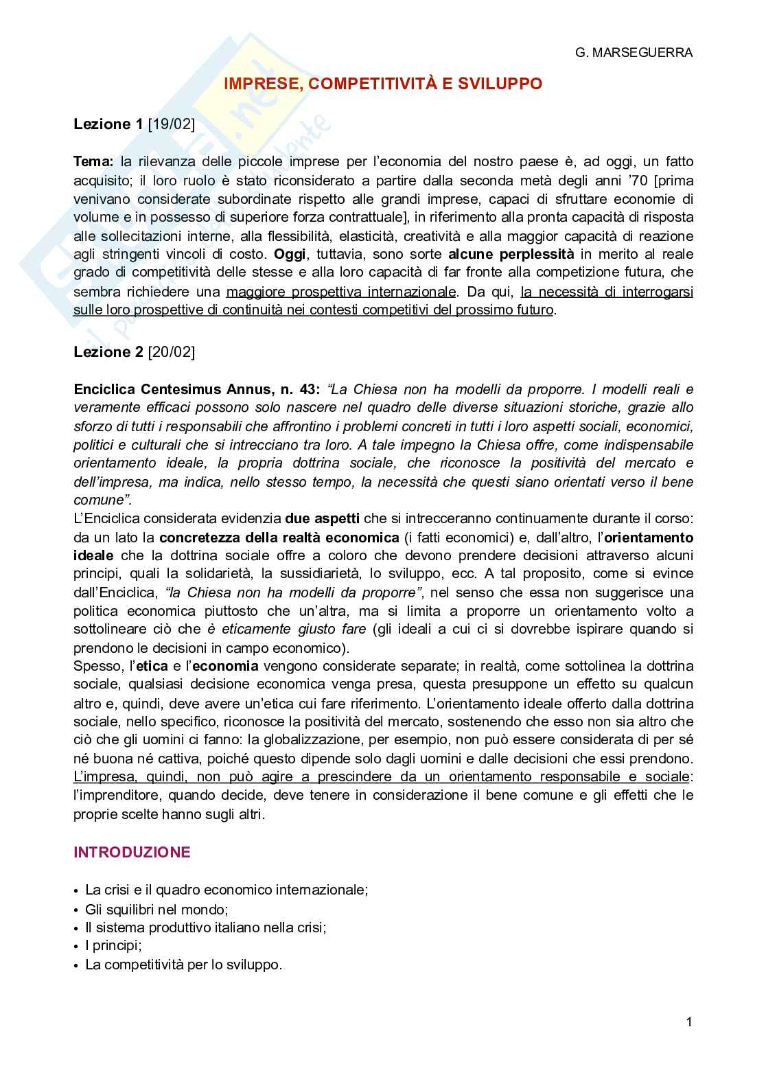 Imprese, competitività e sviluppo Pag. 1