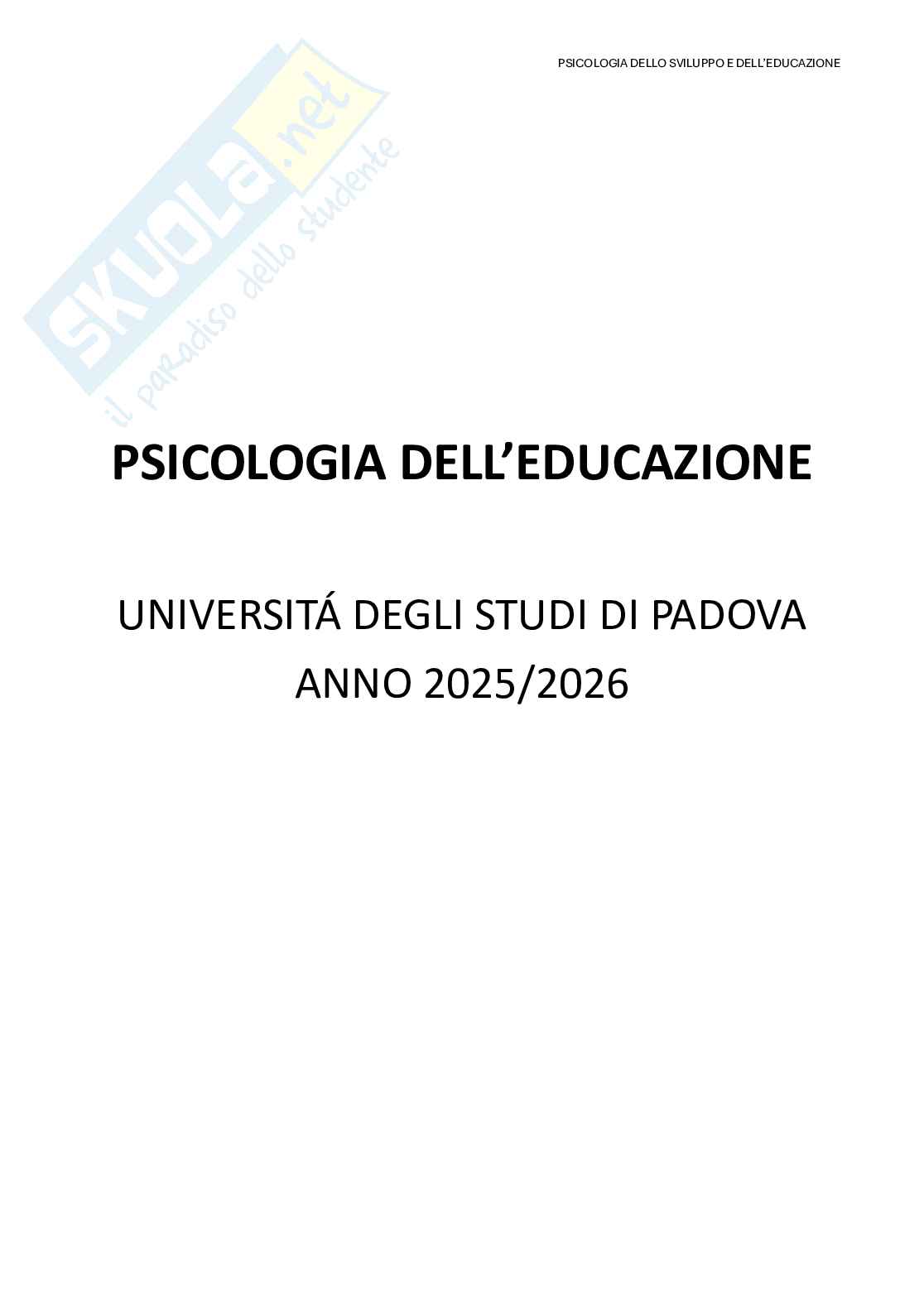 Appunti Psicologia dello sviluppo Pag. 1